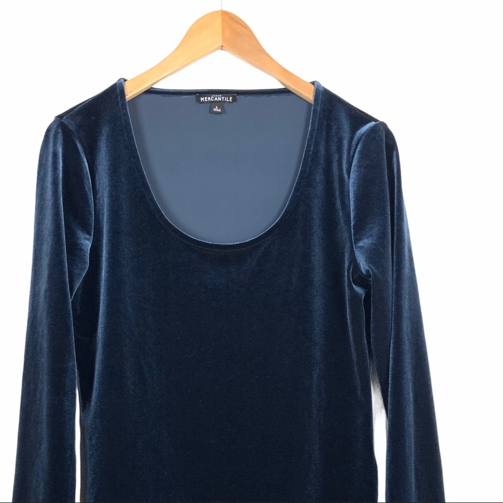 J Crew Mercantile Velvet Bodysuit Blue Large - Picture 5 of 5
